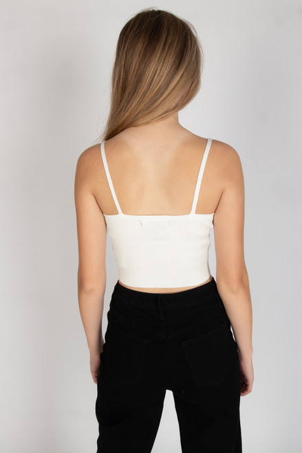 White Knit Hanky Hem Cami