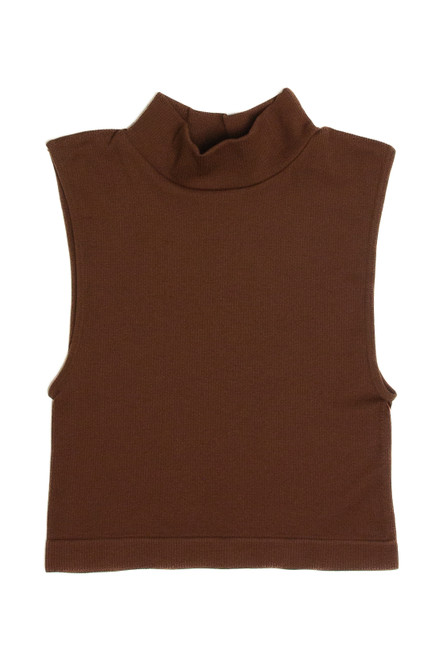 Brown Mock Neck Crop Tank