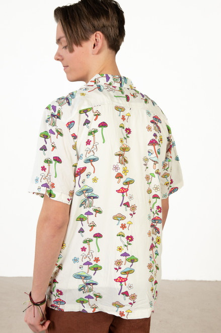 Mushrooms In The Garden Woven Button Up