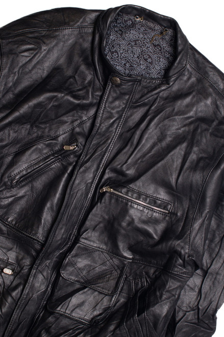 Black Leather Motorcycle Jacket 368