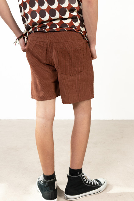 Chocolate Brown Washed Corduroy Shorts