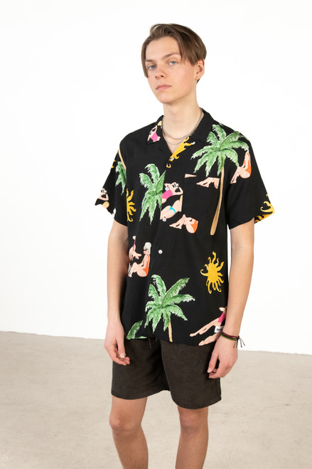 Beach Babes Black Hawaiian Shirt