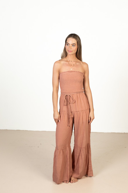 Terra Cotta Gauze Wide Leg Jumpsuit