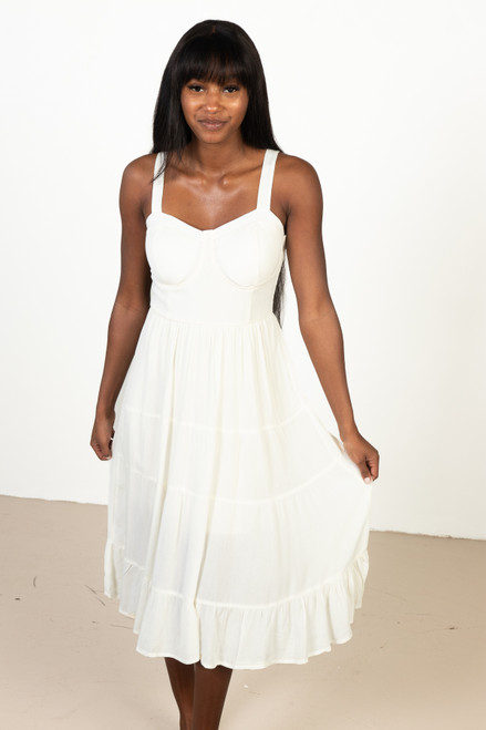 Ivory Satin Bustier Dress