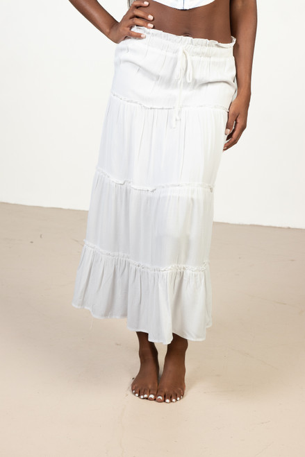 White Layered Maxi Skirt