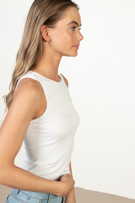 White Seamless Crew Neck Tank