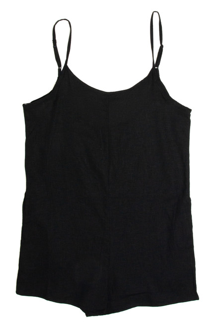 Black Linen Cami Romper