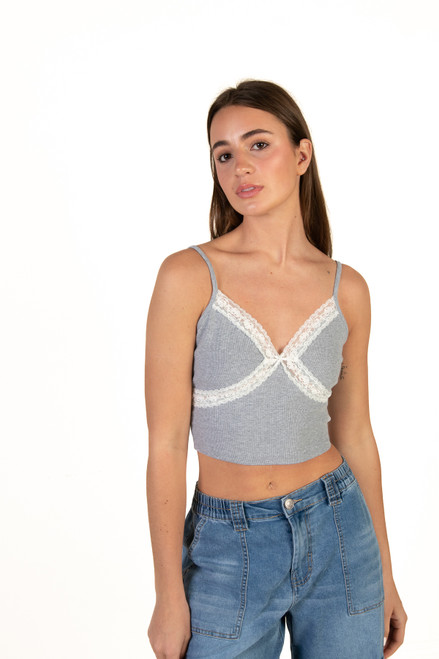 Grey Lace Trim Cami