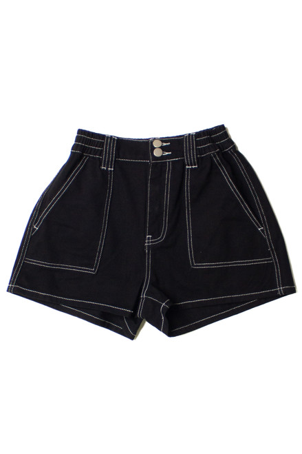 Black Contrast Seam Carpenter Shorts