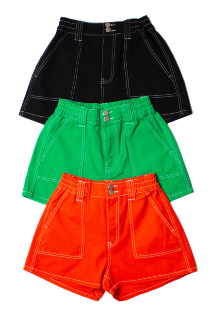 Orange Contrast Seam Carpenter Shorts