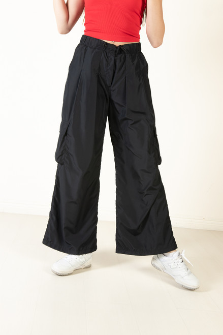 Black Wide Leg Parachute Pants