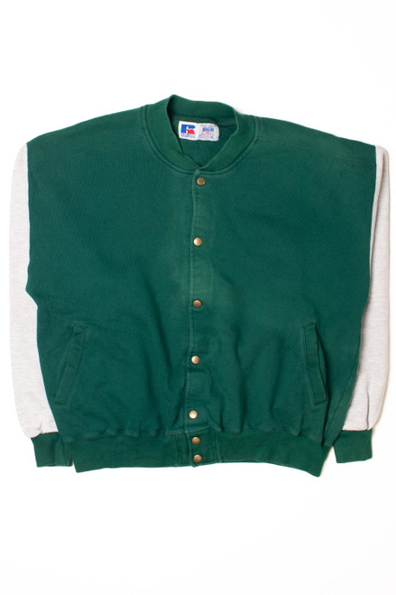 Vintage Green/Gray Button Down Russel Athletic Sweatshirt