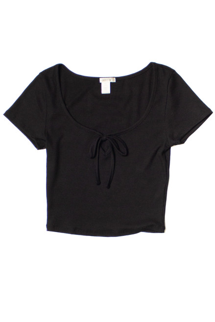 Black Tie Front Ribbed Tee