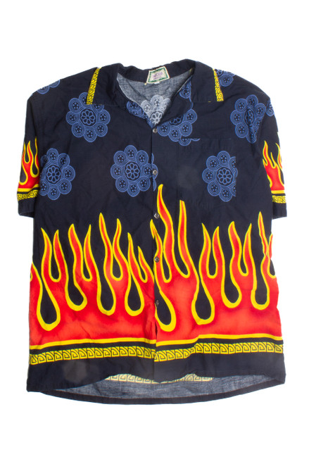 Shirts  Vintage No Boundaries Flame Fire Button Up Shirt 9s Y2k