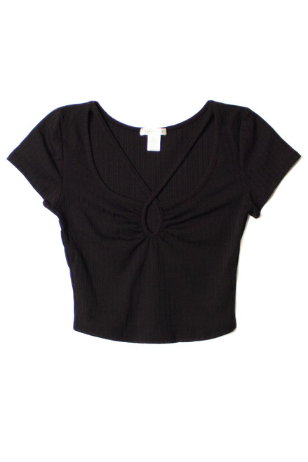 Black Strap & Keyhole Detail Crop Top