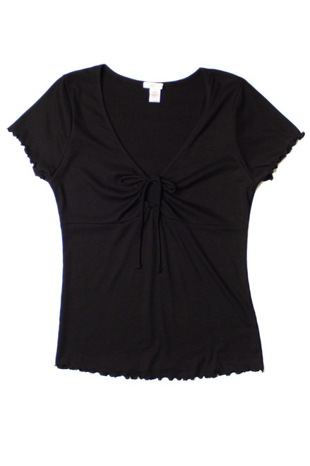 Extended Sizes Black Tie Bust Ribbed Tee