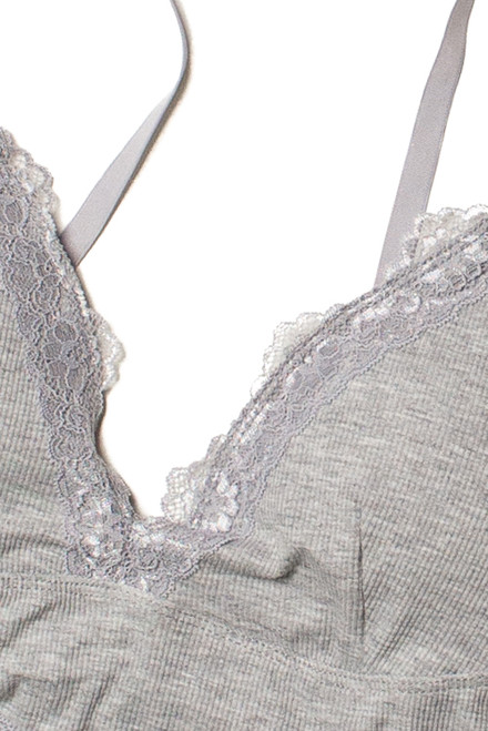 Grey Lace Trim Bralette