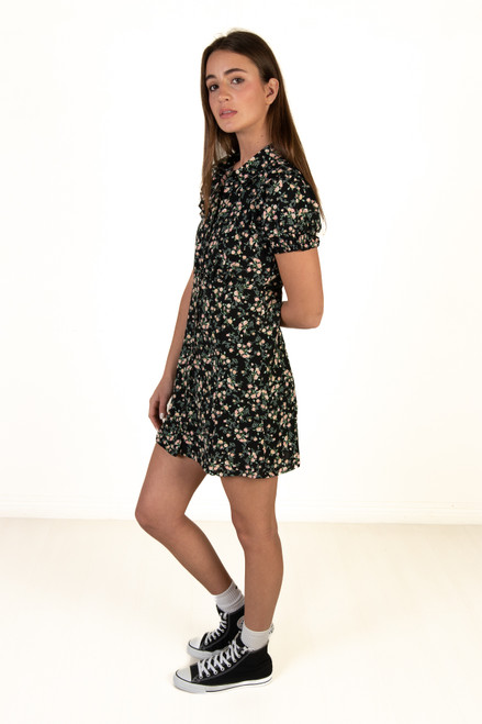 Black Floral Shirt Dress