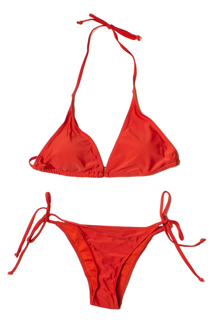 Bright Red Triangle Bikini Bottom