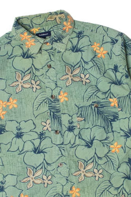 Green Hibiscus Floral Hawaiian Shirt 2326