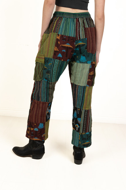 Mushroom Print Patchwork Cargo Pants