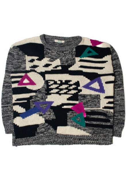 Vintage Computer Arrow & Triangle Jamie Scott 80s Sweater