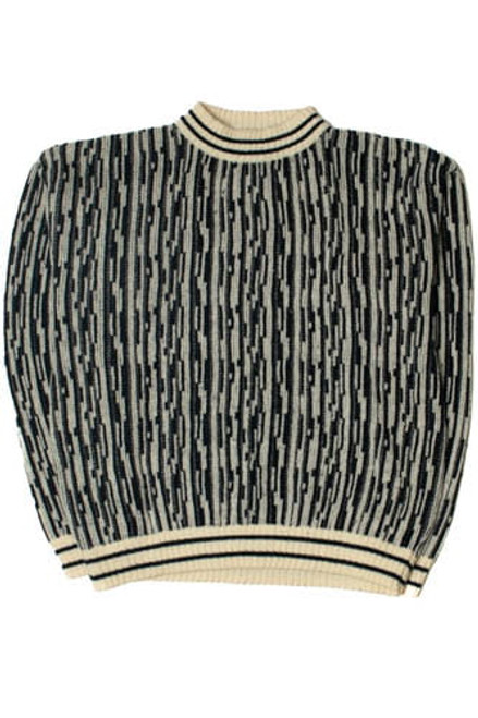 Vintage Gray And Black 1440 Mockneck 80s Sweater