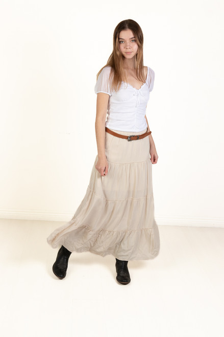 Sand Belted Maxi Skirt