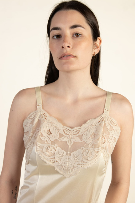 Vintage Cream Lace Vanity Fair Slip Dress (1980s)