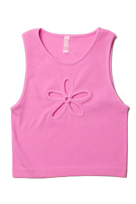 Candy Pink Flower Cutout Tank Top