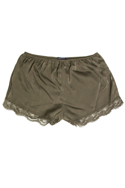 Lace Hem Satin Shorts (Olive)