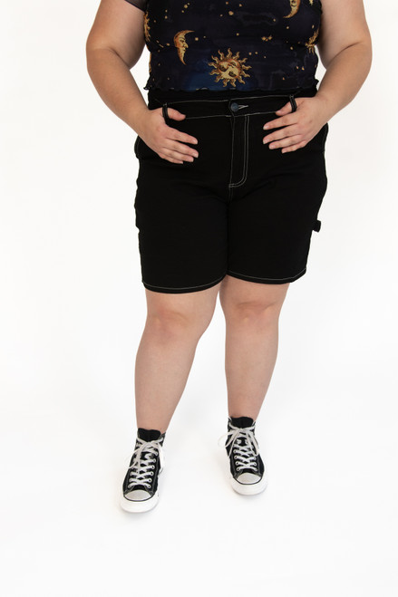 Extended Sizes Black Carpenter Shorts