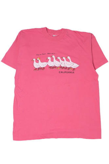 Vintage California "Let's Roll" Rollerskating Ducks Single Stitch T-Shirt (1990s)