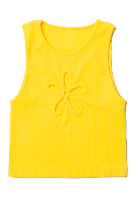 Sunny Yellow Flower Cutout Seamless Tank