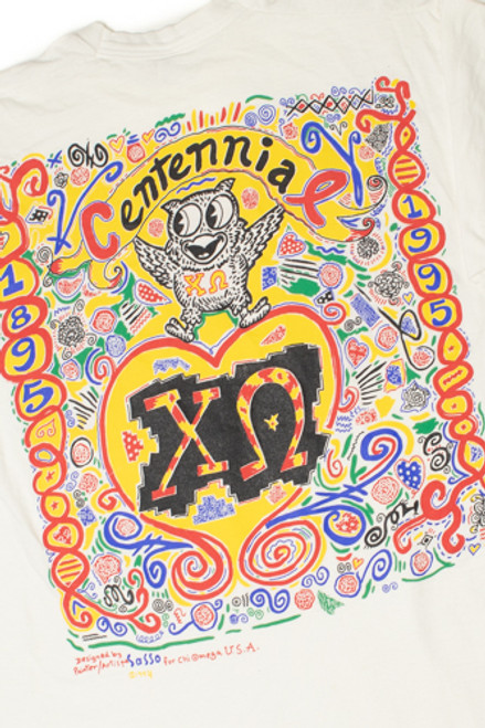 Vintage 1995 Chi Omega Centennial T-Shirt