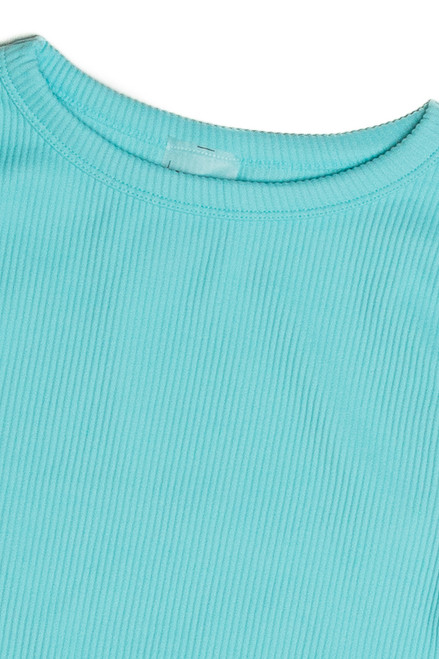 Light Blue Seamless Crop Shirt