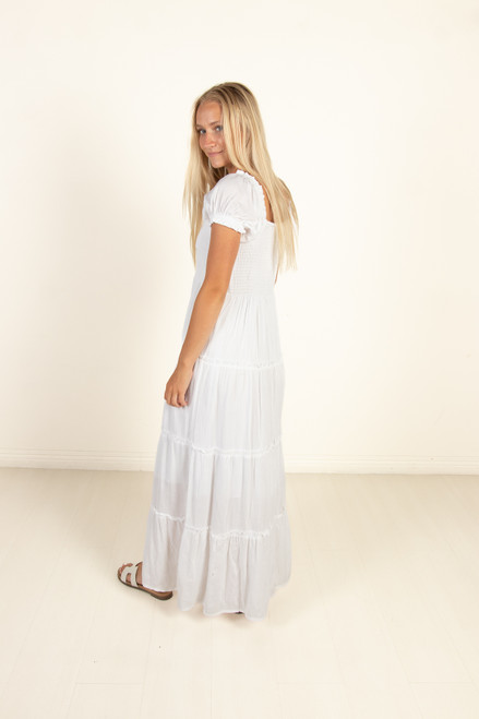 White Lace Up Milkmaid Maxi Dress