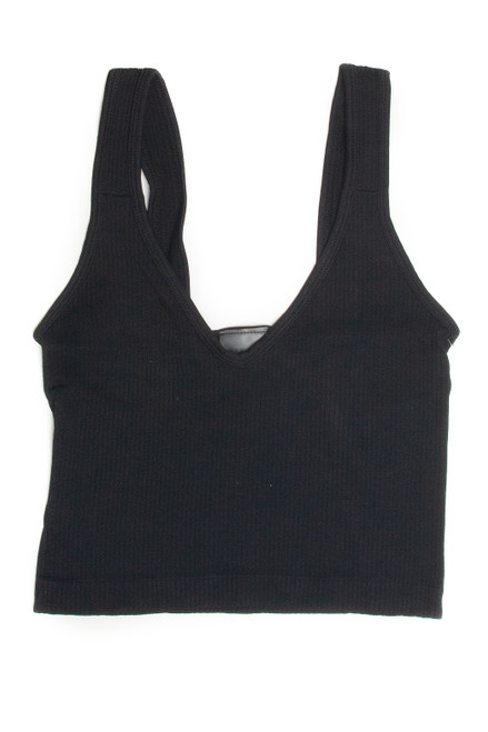 Black Seamless Crop V Tank