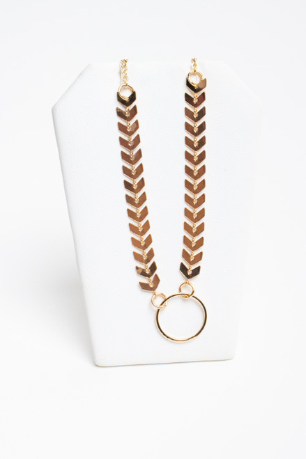 Gold Arrow & Ring Necklace