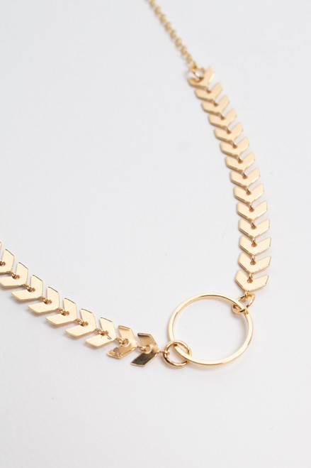 Gold Arrow & Ring Necklace