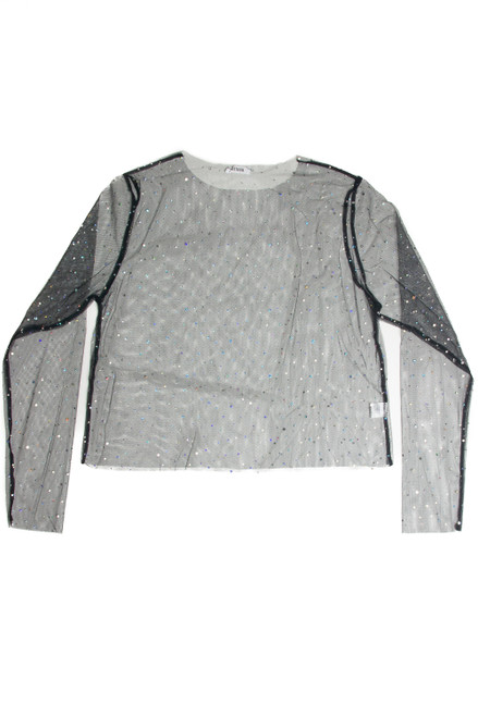 Extended Sizes Mesh Holo Dot Long Sleeve