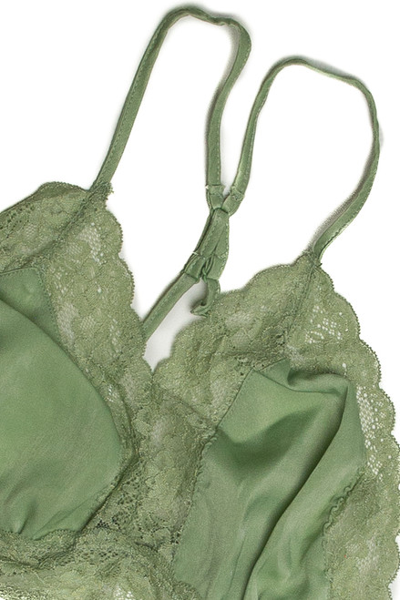 Green 90's Satin Lace Bralette