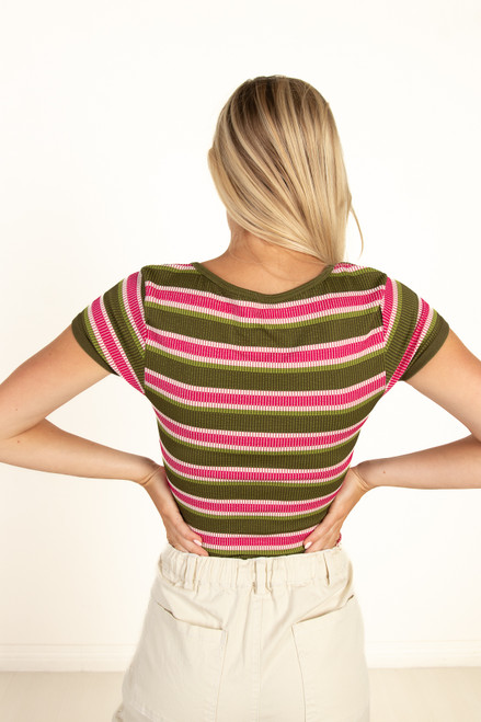 Olive Stripe Seamless Shirt