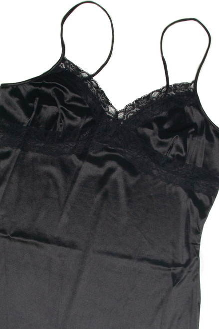 Extended Sizes Black Slip Mini Dress