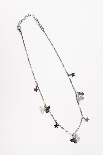 Gunmetal Butterflies Necklace