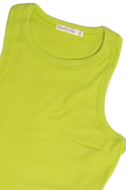 Lime Ribbed Crop Tank