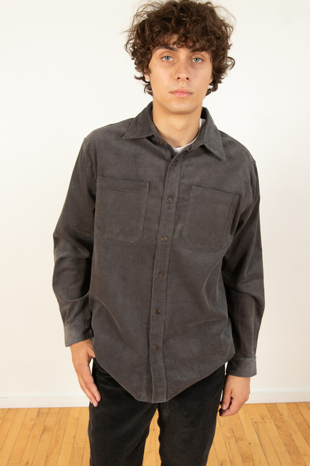 Charcoal Corduroy Button Down Shirt