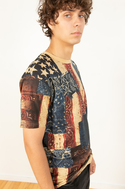 Patchwork Print Flag Shirt