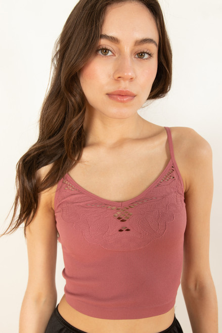 Dusty Rose Seamless Lace Pattern Cami