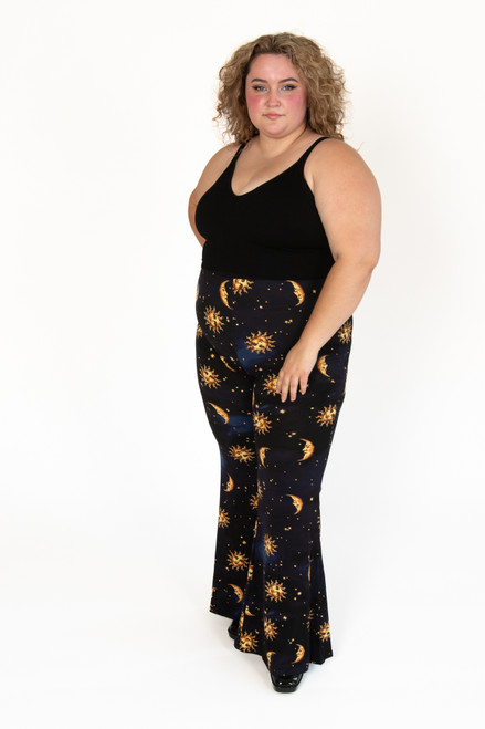 Extended Sizes Celestial Print Bell Bottoms